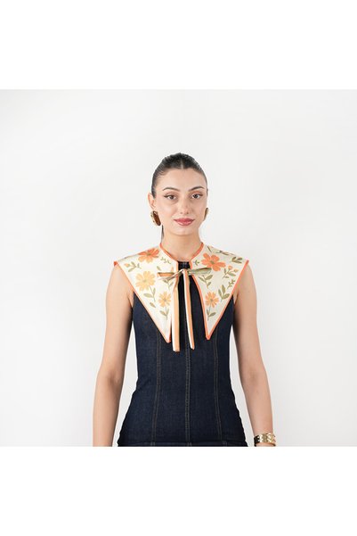 LERAIY Orange Green Floral Shoulder Shawl