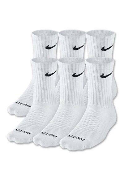 Nike Everyday Plus x6 Dri-Fit Unisex Çorap SX4446-101 - Beyaz - 38/42