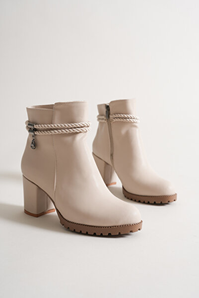 sv savves Women's Zippered Buckle Detailed Daily Use Short Heeled Boots Shoes