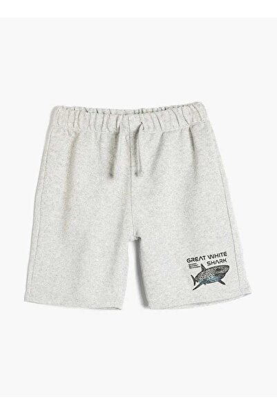 Koton Gri Erkek Çocuk Lastikli Bel Regular Fit Baskılı Şort 5SKB40039TK