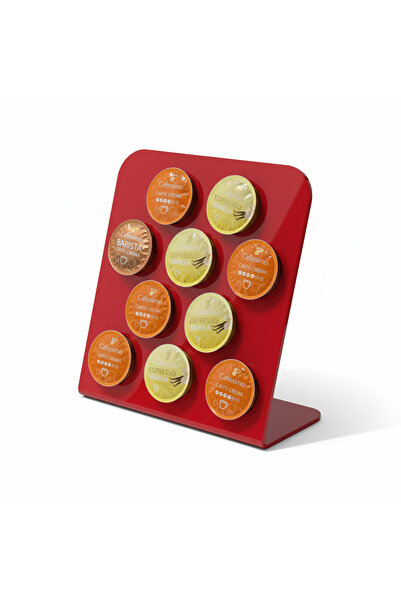 Trend Pleksi Capsule Coffee Stand (Tchi̇bo Compatible 10 Capsules Capacity Red)