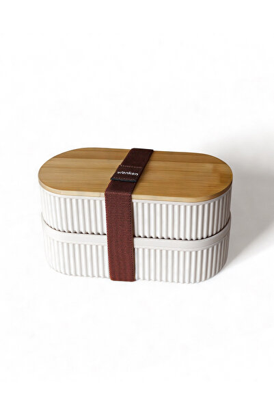 EVSTYLE Double Bamboo Lid Feeding & Feeding Bowl