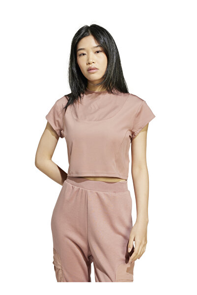 adidas JC5064 W CE G CRO TEE Σκούρο ροζ με στρογγυλή λαιμόκοψη, μονόχρωμο γυναικείο μπλουζάκι