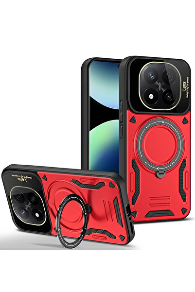 NewFace Sptrns Xiaomi Redmi Note 14 Pro 4g Case Joy Lens Stand Cover (95653) - Red