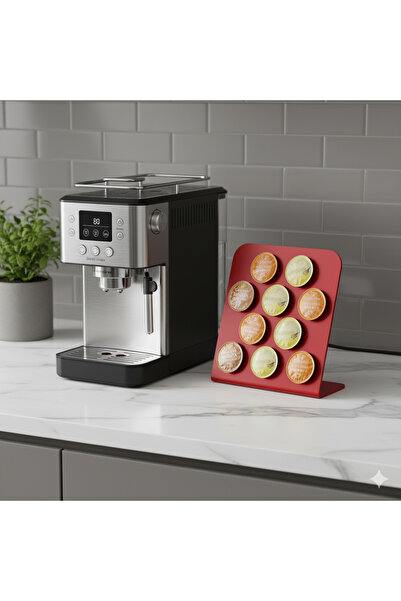 Trend Pleksi Capsule Coffee Stand (Tchi̇bo Compatible 10 Capsules Capacity Red)
