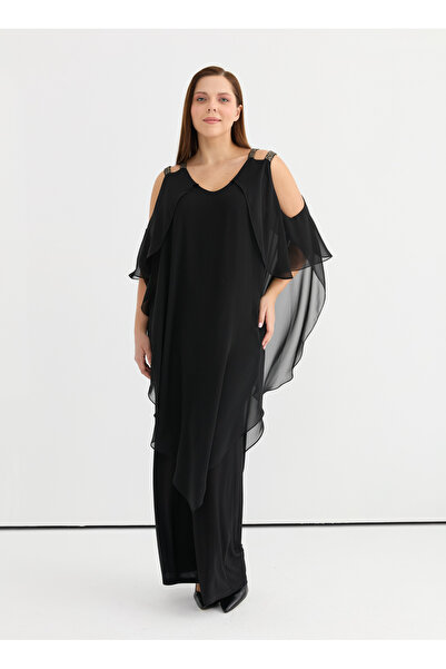 Selen Taşlı Siyah Kadın Tulum 25YSL7648-BB