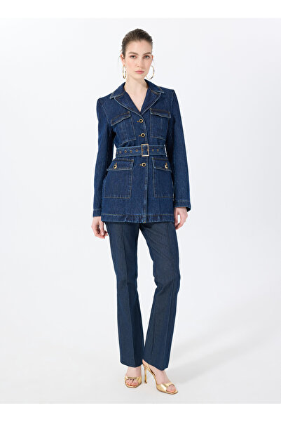 Sorbe Lacivert Kadın Denim Ceket MILITARDENIMJACKET2014