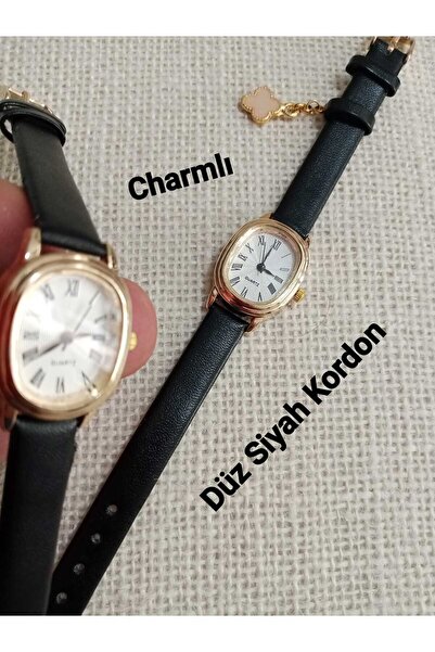 LA BOSS ساعة يد نسائية ذات طراز قديم بسيط ولون أسود