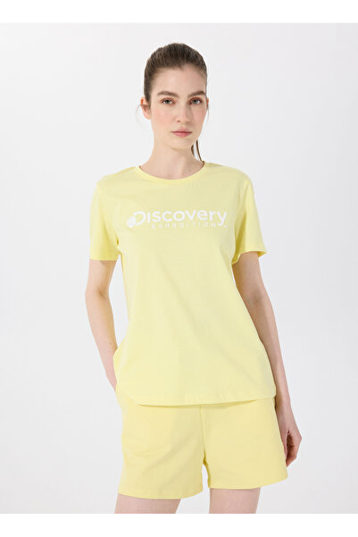 Discovery Expedition D4SL-TST3053 Sarı Bisiklet Yaka Standart Düz Kadın T-Shirt