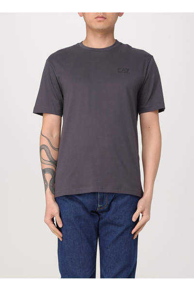 EA7 Bisiklet Yaka Antrasit Erkek T-Shirt TRAIN LOGO SERIES TEE