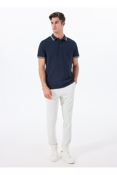 ALTINYILDIZ CLASSICS Ανδρικό μπλουζάκι Sixstars Classics Polo με λαιμόκοψη μονόχρωμο Navy Blue ACE091252344_LAC