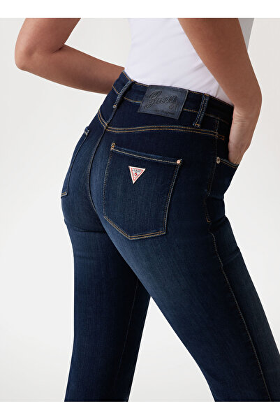 Guess Yüksek Bel Düz Paça Regular Fit Mavi Kadın Denim Pantolon SEXY STRAIGHT POWER - ECO VISCOSE B