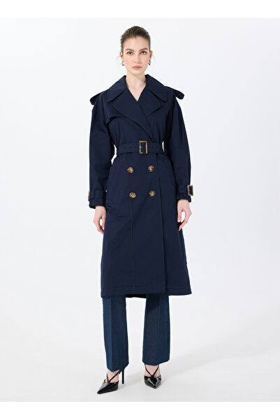 Sorbe Lacivert Kadın Trençkot MASCULINE TRENCH 9018