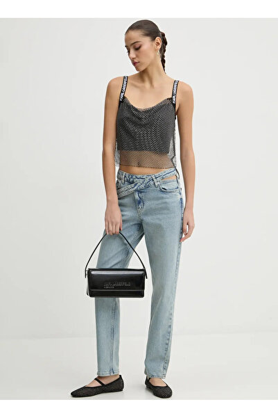 Karl Lagerfeld Jeans Degaje Yaka Düz Antrasit Kadın Bluz A1W11010