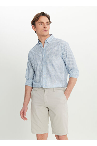 ALTINYILDIZ CLASSICS Cămașă pentru bărbați, cu guler cu nasturi, confortabilă, clasice, cu șase stele, albastru bleumarin ACE020252065_LAC