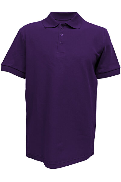 Çapıt %100 Pamuk Polo Yaka Mor Kısa Kollu Okul Ve Günlük Kullanıma Uygun Tişört