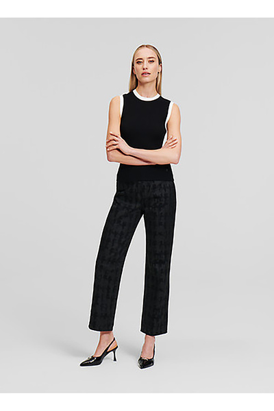 Karl Lagerfeld Yüksek Bel Düz Paça Standart Siyah Kadın Denim Pantolon 245W1103