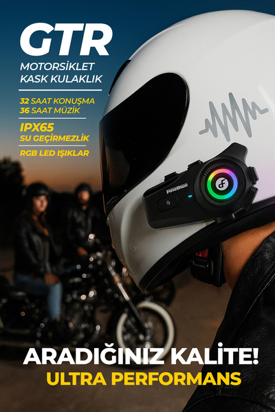 Fineblue Pazaraza GTR Intercom Motosiklet Kask Kulaklık BT 5.4 Versiyon Intercom Işıklı