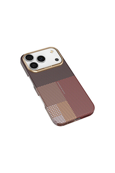 Raptic iPhone 17 Pro Max Uyumlu Kılıf M-safe Şarjlı Aramid Skin Transform Serisi Kapak Kahverengi