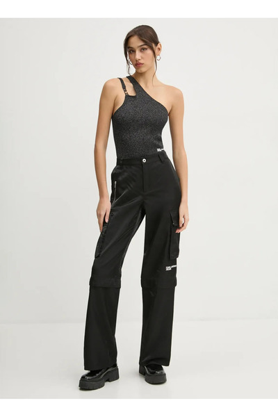 Karl Lagerfeld Jeans Tek Omuz Yaka Düz Siyah Kadın Bluz A1W18028