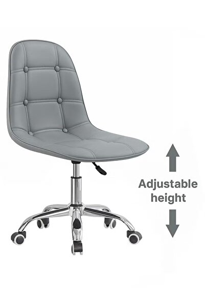 Taimi Ergonomic PU Leather Desk Chair, Adjustable Height, Swivel Wheels, Soft Cushion - Gray