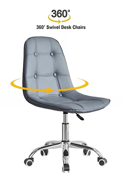Taimi Ergonomic PU Leather Desk Chair, Adjustable Height, Swivel Wheels, Soft Cushion - Gray