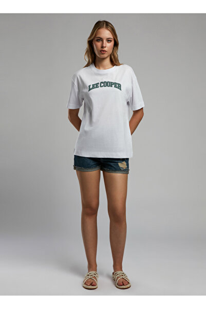 Lee Cooper Crew Neck Printed White Women's T-Shirt 252 Lcf 242022 Nina White