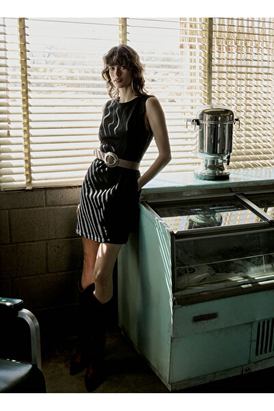 Mustang Siyah Kadın Yıkamalı Denim Elbise M5SL-ELB1625