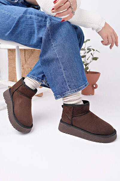 meyra'nın ayakkabıları Women's Brown Suede Fur Boots