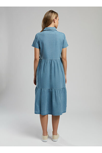 Lee Cooper Κλασικό γιακά ίσιο γυναικείο φόρεμα 252 LCF 144010 MOLARIA DENIM