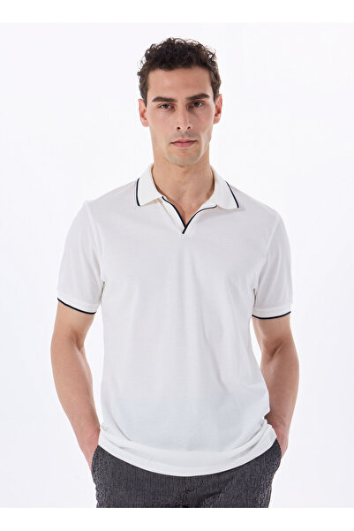 Fabrika Düz Kırık Beyaz Erkek Polo T-Shirt F5SM-TST 2742