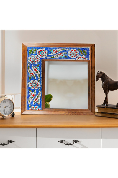 CFTC Tile & Ceramic El Yapımı İznik Çini Ayna – Lale ve Hatayi Deseni