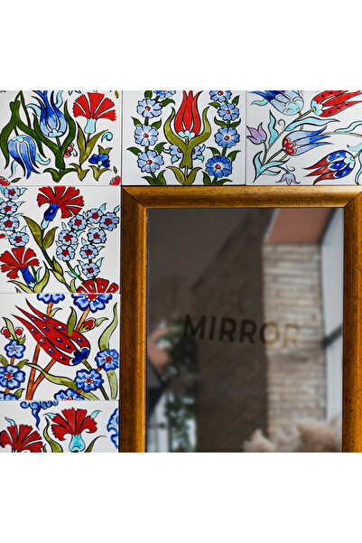 CFTC Tile & Ceramic El Yapımı İznik Çini Ayna – Lale & Karanfil Desenli
