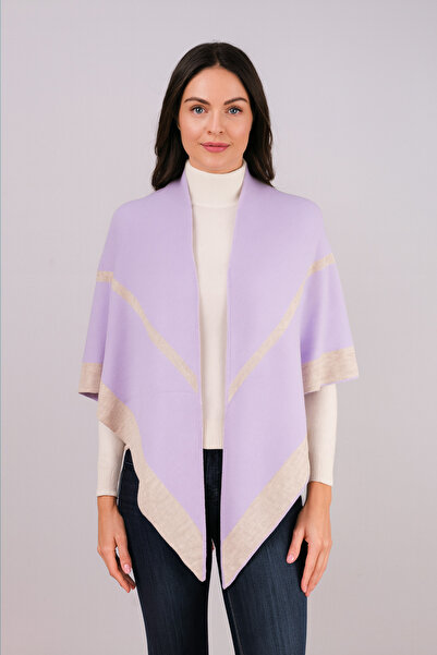 Sebir Moda شال تريكو مخطط على شكل مثلث بلونين