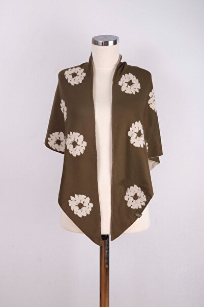 Sebir Moda Floral Patterned Double-Sided Knitwear Triangle Shawl