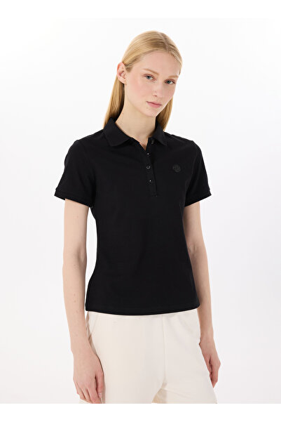 Discovery Expedition D5SL-TST3598 Siyah Basic Düz Kadın Polo T-Shirt