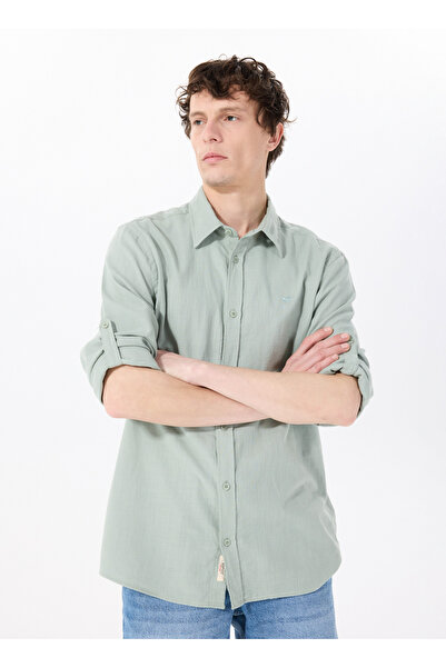 Mustang Relaxed Yeşil Nakışlı Erkek Gömlek M5SM-GML1059