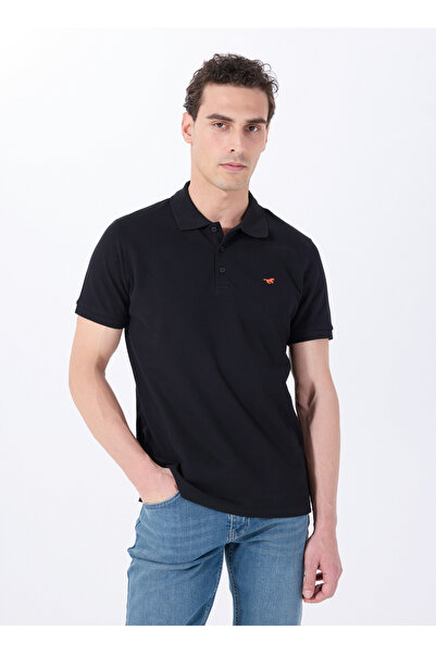 Mustang Baskılı Siyah Erkek Polo T-Shirt M5SM-TST1335