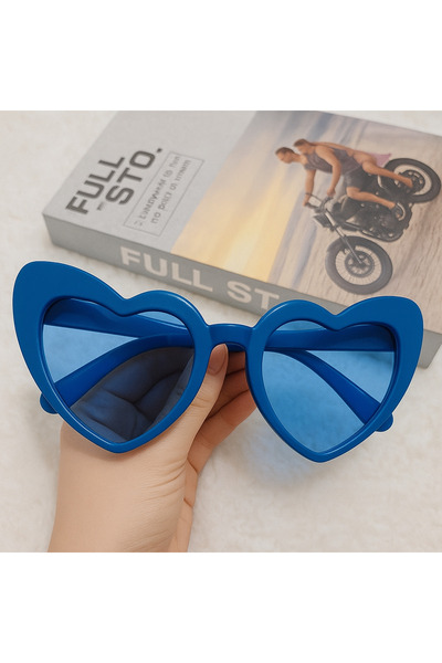Straight Light Heart-Shaped Bride Gender Party Gender Reveal Glasses Full Blu...