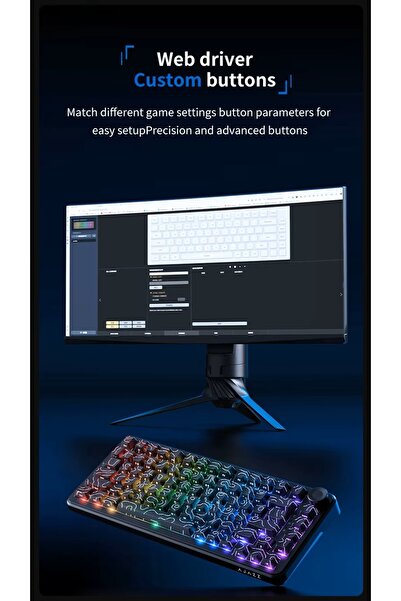 Ajazz AK820 Max Plus 82-Key Mechanical Keyboard, RGB Lighting, Type-C/Bluetooth/2.4GHz Connection for Gaming