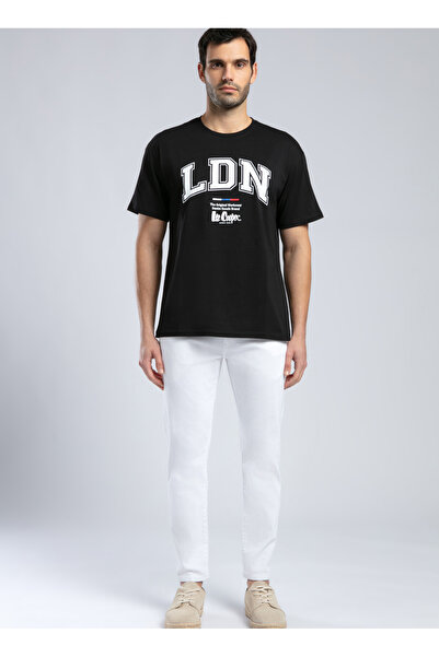 Lee Cooper Ανδρικό μπλουζάκι με στρογγυλή λαιμόκοψη μαύρο 252 LCM 242036 CLIFFORD BLACK