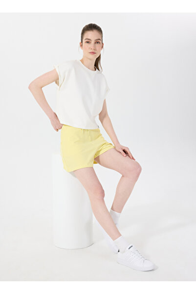 Discovery Expedition D5SL-SHT3516 Sarı Lastikli Bel Relaxed Düz Kadın Şort