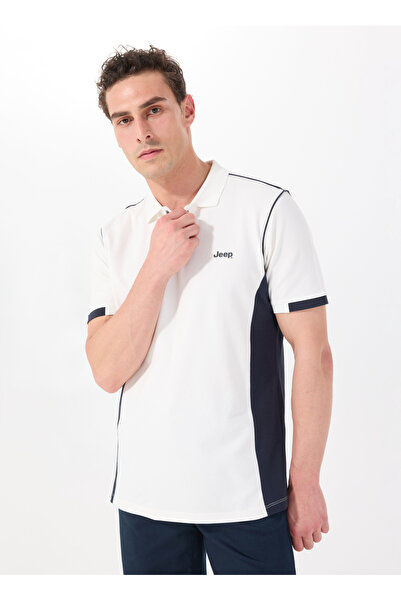 Jeep Blok Desenli Beyaz Erkek Polo T-Shirt J5SM-TST7316