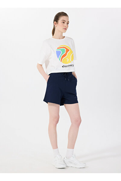 Discovery Expedition D5SL-SHT3516 Lacivert Lastikli Bel Relaxed Düz Kadın Şort