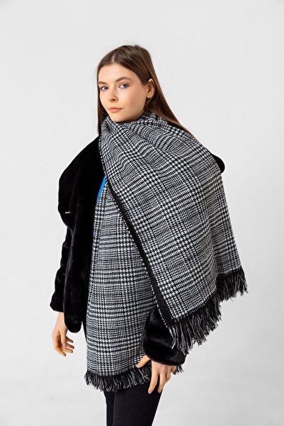 Luminos Butik Μαύρο καρό χειμωνιάτικο κασκόλ - Κομψότητα και ζεστασιά Σχεδιασμένο Sal1212