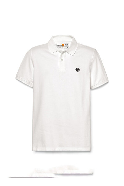 Timberland Millers River Pique Short Sleeve Po White Embroidered Men's Polo T-Shirt