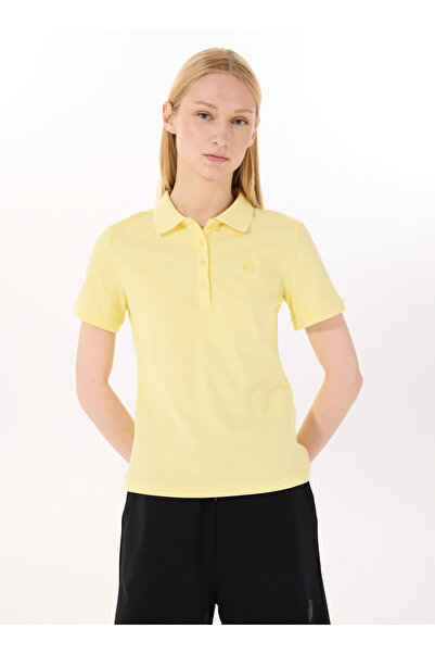 Discovery Expedition D5SL-TST3598 Sarı Basic Düz Kadın Polo T-Shirt