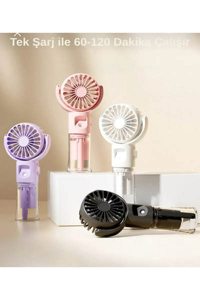 Genel Markalar MİNİ FAN ŞARJLI EL FANI SU PÜSKÜRTMELİ BOYUNA ASMALI MİNİ KLİMA FAN VANTİLATÖR (PEMBE - MOR)