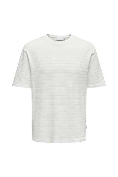 Only & Sons Чоловіча футболка з прямим коміром, біла Onsgivo Reg 12 Ss Crew Knit Noos