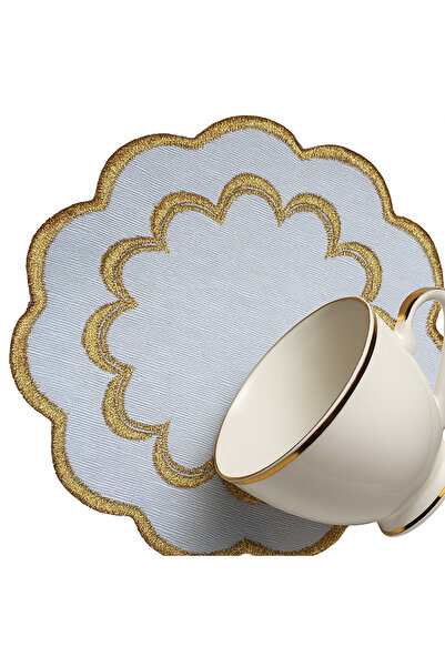 ZeynoÇeyiz (6 Pieces) Linen Embroidered Coffee Cocktail Napkin and Coasters